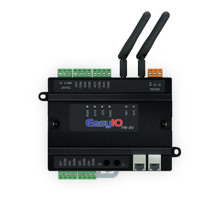  - Johnson Controls  EasyIO-FW-08V - EasyIO WiFi VAV Controller, 8 Points, built-in pressure sensor, Bacnet IP & MSTP/Modbus RTU, HTML5 dashboards