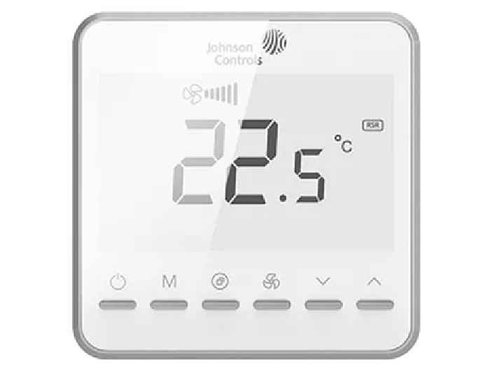  - Johnson Controls  T7600-TF21-9JS0 - T7600 Série Modbus LCD thermostat, 2 ou 4 pipes Proportionnel avec ventilateur 3 vitesses. 