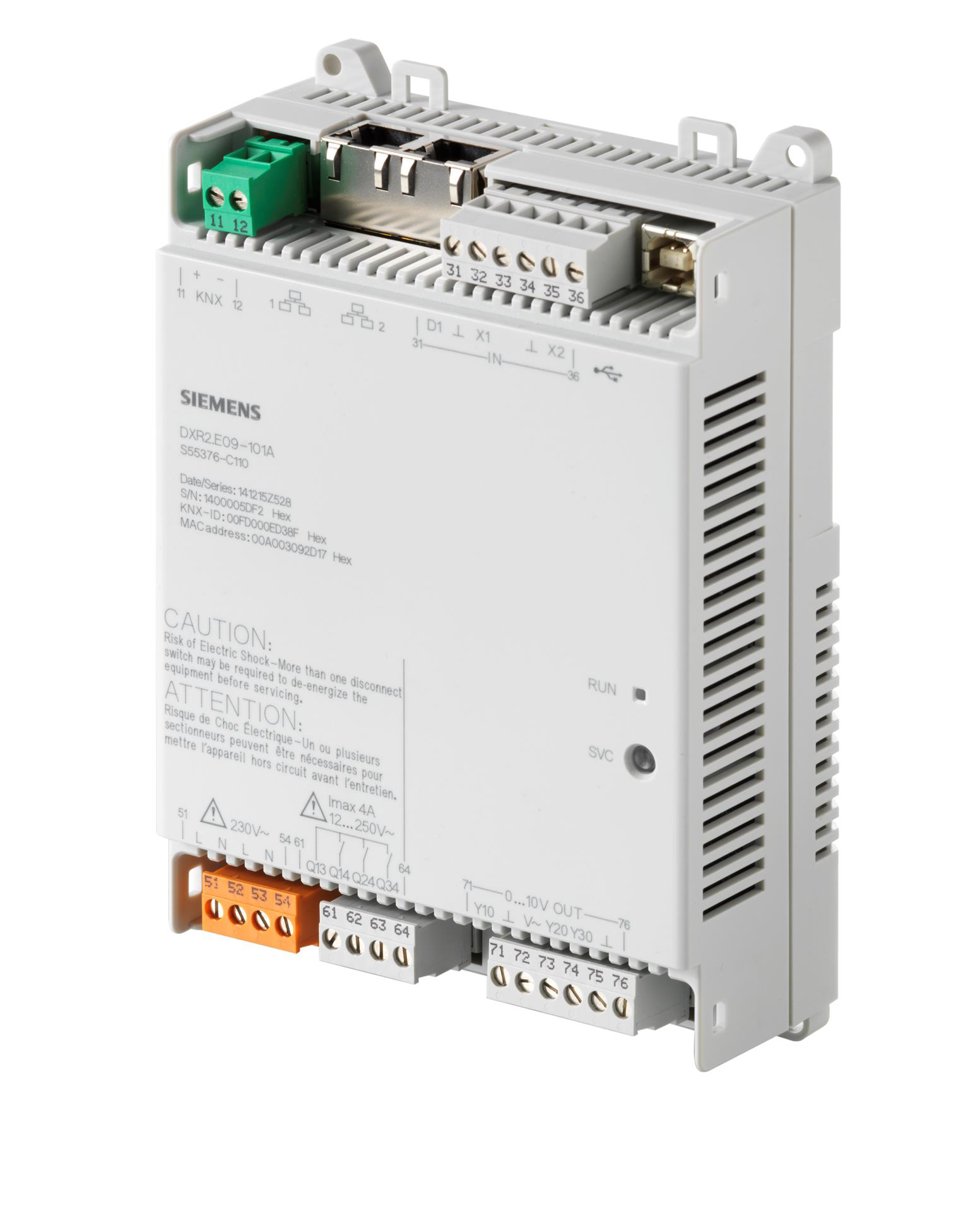  - Siemens  DXR2.E09T-101A - Contrôleur Tra Compact 230V Bacnetip KNX (4S Triac, 1S 0-10V, 1S Relais)