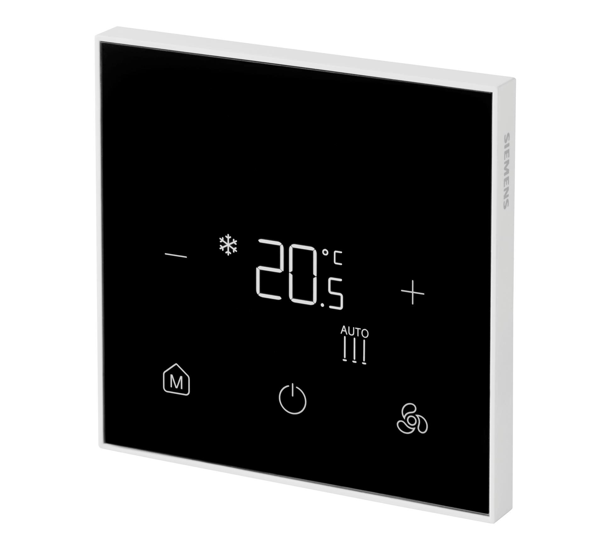  - Siemens  RDF400BN - Thermostat d'ambiance tactile encastré BACnet et Modbus pour FCU 2/4 tubes avec sorties ventilateur, sorties de commande et 2 entrées multifonctions, adapté aux boîtes de dérivation carrées