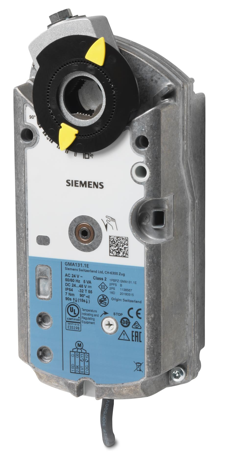 SERVOM. DE CLAPET D'AIR - Siemens GMA136.1E -  Servomoteur rotatif pour clapet d'air avec ressort de rappel 7 Nm. AC/DC 24V. 3-points. + 2 contacts