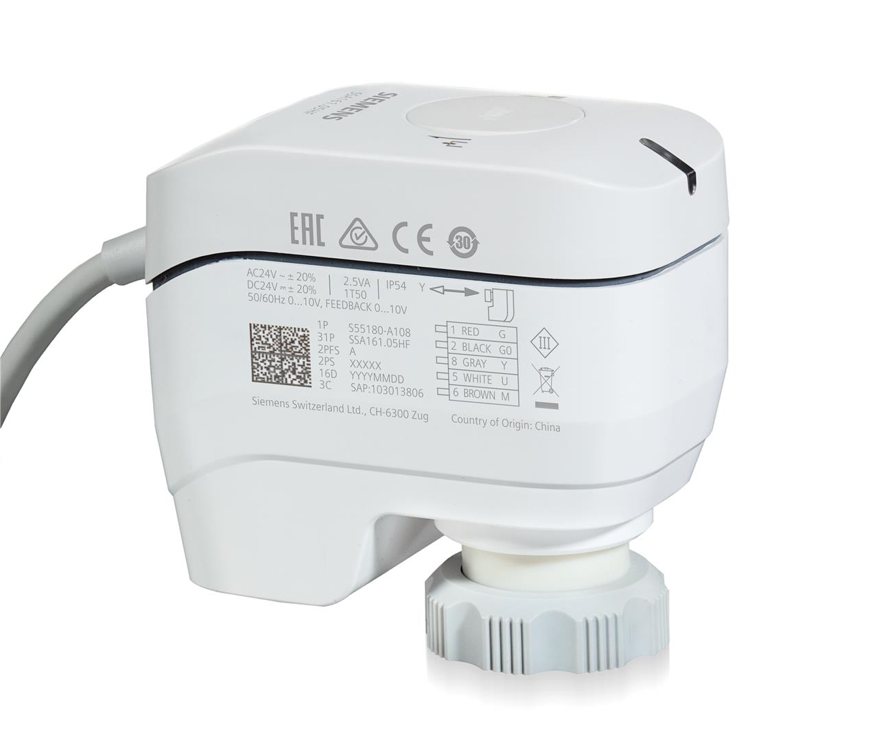 Servomoteur électrique - Siemens   SSA161E.05HF - Mouvement linéaire, DC 0...10 V, AC 24 V, DC 24 V, , 100 [N]