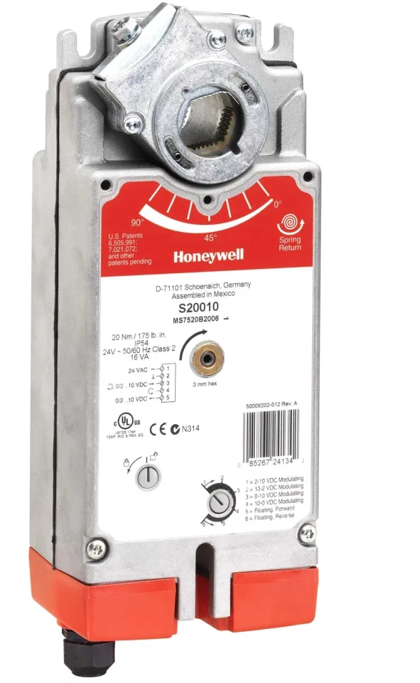 Honeywell S20230-2POS - Actionneur de volet avec ressort de rappel - IP54 - 20 Nm - 230 V - 13 VA - 2-Pts.