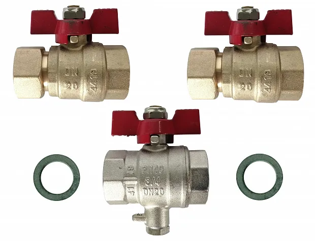 Accessoires - Siemens HMXI-K001002 - Installation Set Rp ¾“- Ball Valve Rp ¾“ With Coupling Nut G ¾“ And Flat Gaskets