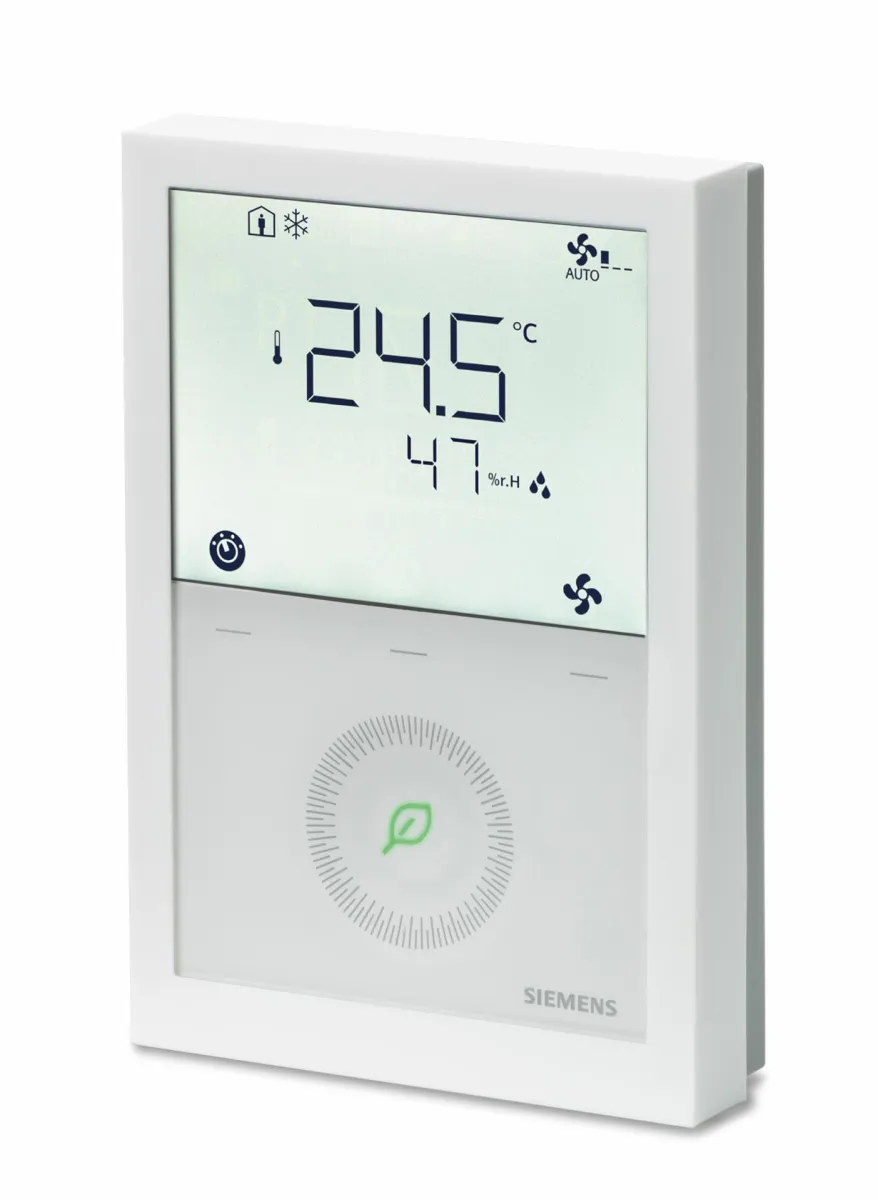 Siemens RDG204KN - Wall-mounted room thermostat for fan coil and universal appl, with CO2