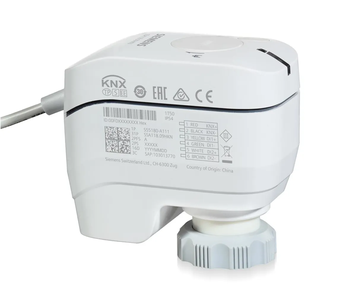 Servomoteur électrique - Siemens SSA118.09HKN - Mouvement linéaire, Avec communication, AC 24 V, DC 21...30 V, , 100 [N]