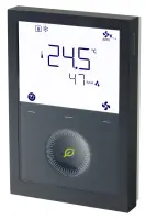 Siemens RDG260KN/BK - Thermostat de pièce communicant en KNX. Sorties de régulation modulantes (0/10V DC) ou Tout-ou-Rien; Ventilateur (3-vitesses ou 0/10V DC) ou applications universelles, noir
