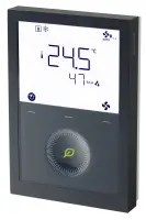 Siemens RDG200KN/BK - Thermostat de pièce communicant en KNX. Sorties de régulation modulantes (Chrono-proportionnelles ou 3-points) ou Tout-ou-Rien; Ventilateur (3-vitesses ou 0/10V DC) ou applications universelles, noir – 1